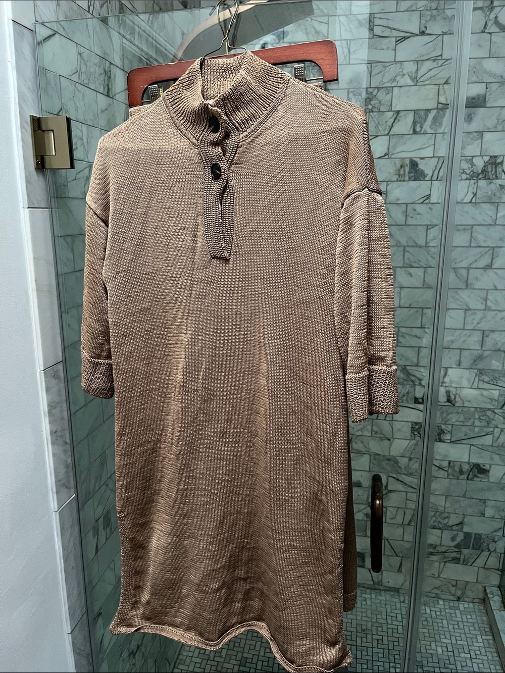 Zara Knit Tunic Sweater Dress in Taupe, Size Seven